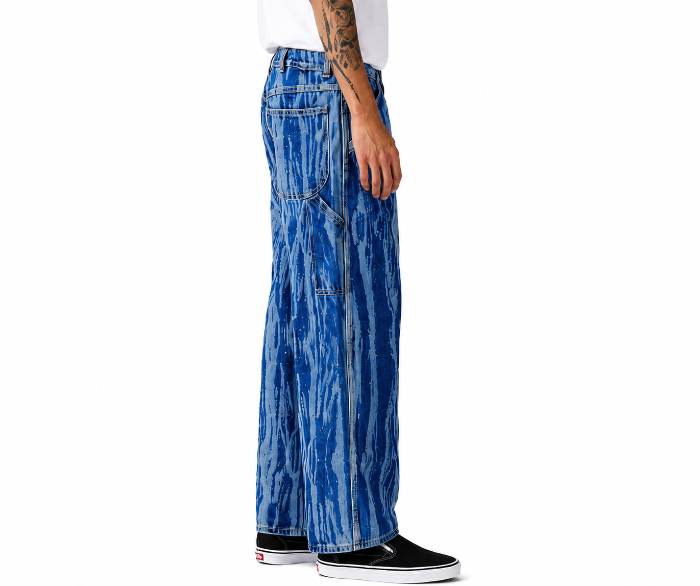 Levi's Men's Skate Carpenter Baggy Jeans Blue Abstract Wash Relaxed Fit New